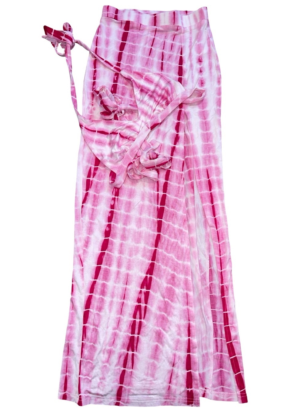 SHEIN Pink & White Tie-Dye 2-Piece Set - Halter Top & High Slit Maxi Skirt